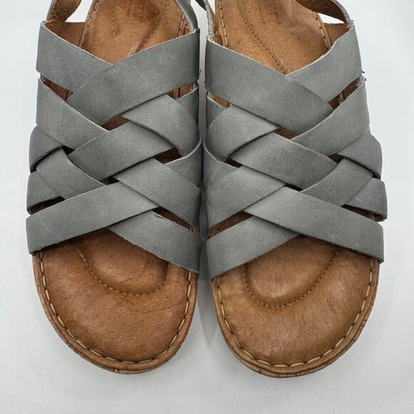 Born Laila Leather Ankle Slingback Wedge Sandals Blue Gray Womens Size US 10M - Picture 10 of 10